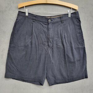 Tommy Bahama Silk Black Shorts Men's‎ Size 34 Soft Pleated 8" Inseam Casual